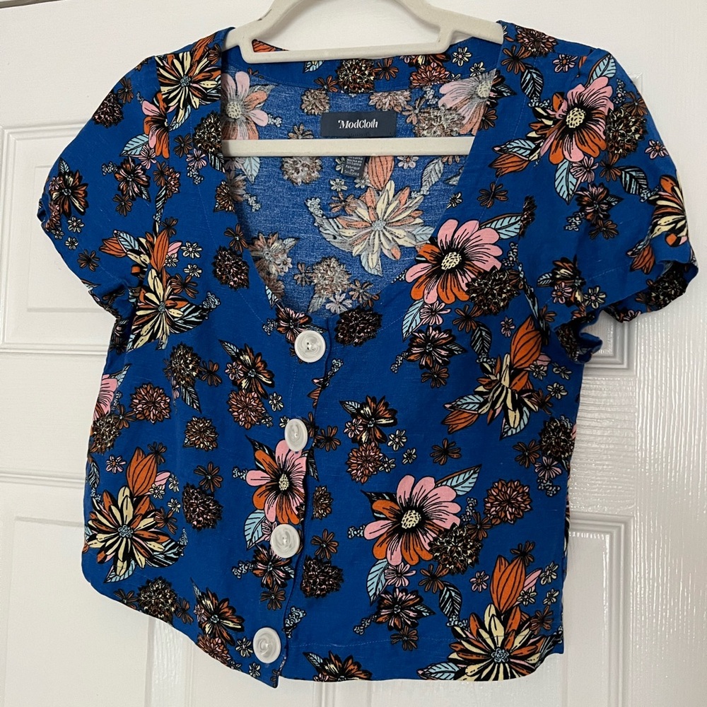 Mod Cloth linen blend breezy days on my mind crop top